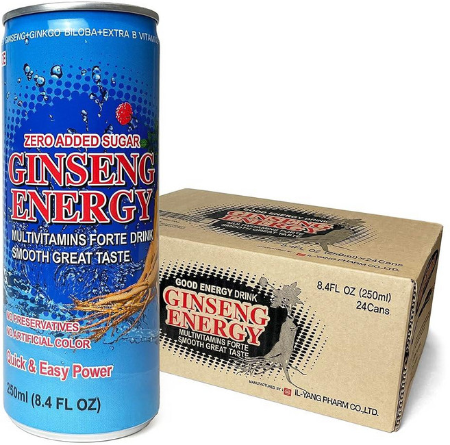 Ginseng Energy Drink 무설탕 240ml(8.4액량 온스) (팩당 24캔), Ginseng Energy Drink, 무설탕, 240, 240ml