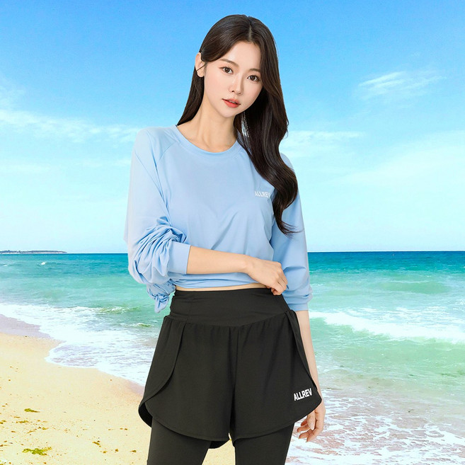 올레브 여성용 래쉬가드 9부 2in1 팬츠 비치웨어