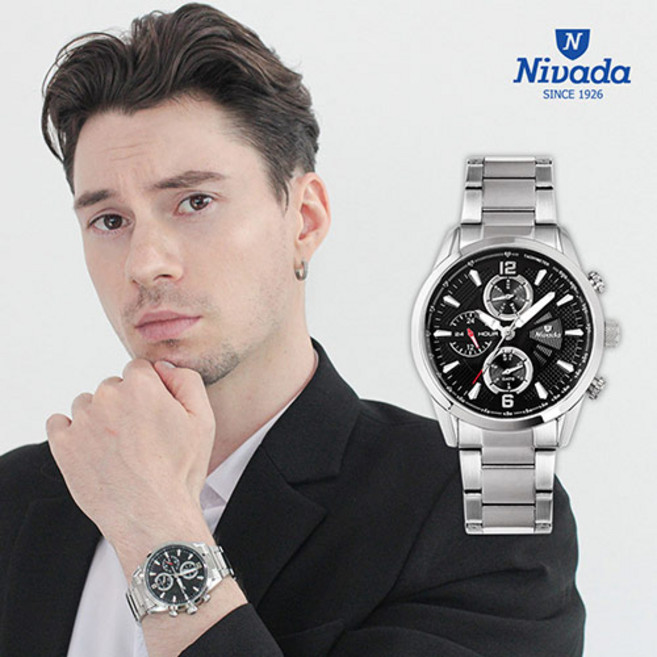 NIVADA 니바다 남성용 멀티펑션 메탈시계 1009 쇼핑백 증정