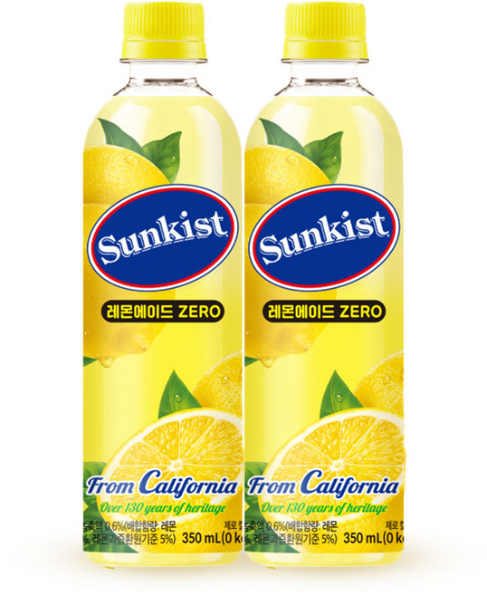 [광동직영] 썬키스트 레몬에이드 제로 350ml (소비기한 26.08.25 이후), 20개