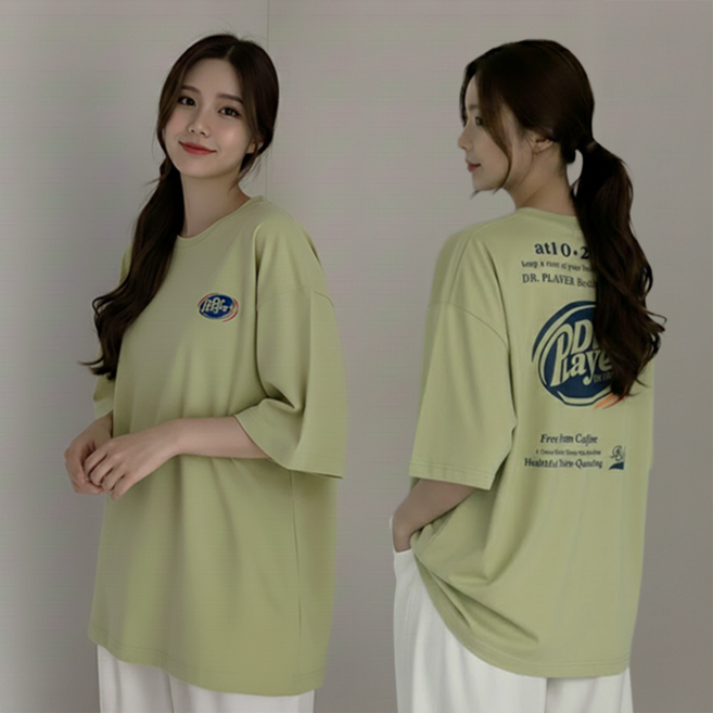 데일로엔 여성 여름 프린팅 포인트 루즈핏 반팔 이너 티셔츠