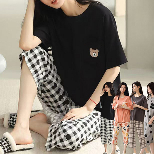 [44~100까지] 트렌디 깜찍룩 반팔 잠옷세트 여름 홈웨어 빅사이즈 상하세트 5컬러 2026