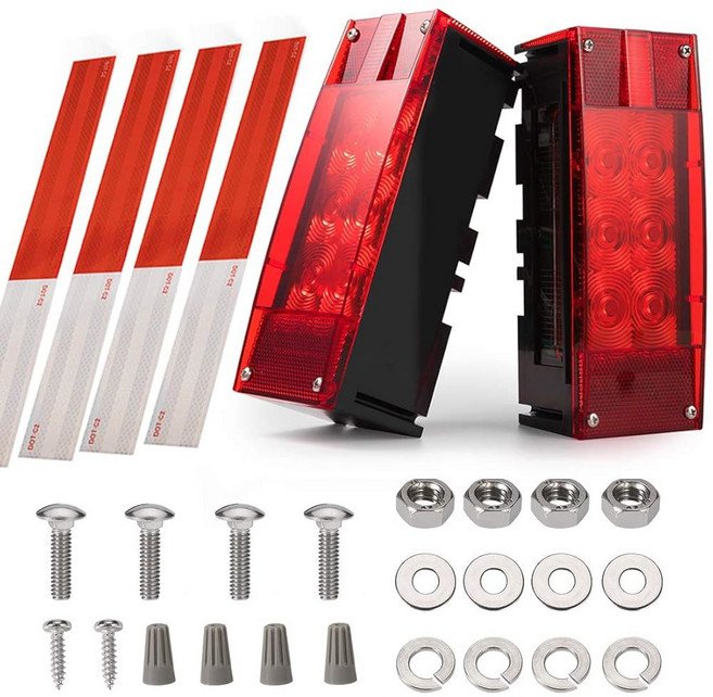 DS IT CZC 반사 직사각형 있는 12V 키트 AUTO 잠수정 스트립이 밀봉 조명 트럭 저프로파일 보트 라이트 마린용 LED 2PCS 스톱 트레일러 러닝