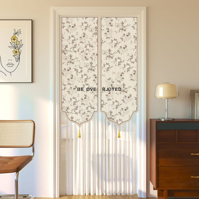 門簾隔斷簾蕾絲家用臥室房間遮擋簾薄紗簾, 洛克花園,80*200cm