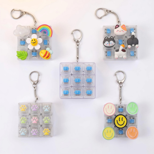 에슬린 9구 LED 키보드 키캡키링+파츠 23개 증정, 1개, 투명