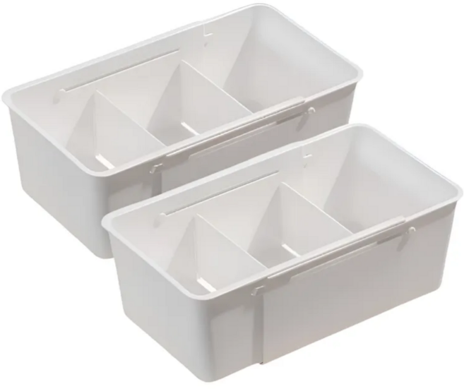 루미웨이브 길이조절 다용도 서랍 정리함, 2개, 클린화이트