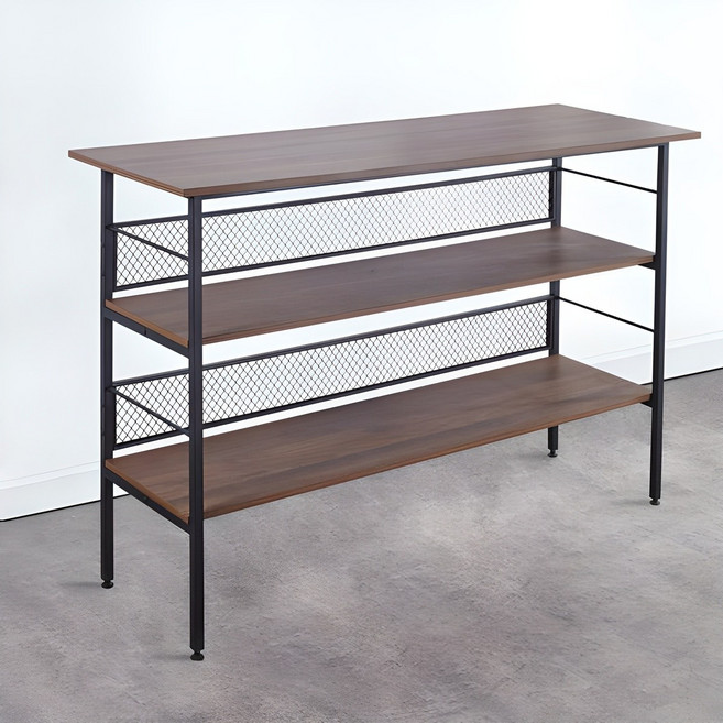 마이닝홈 수납 홈바테이블 1400, 월넛 + 블랙