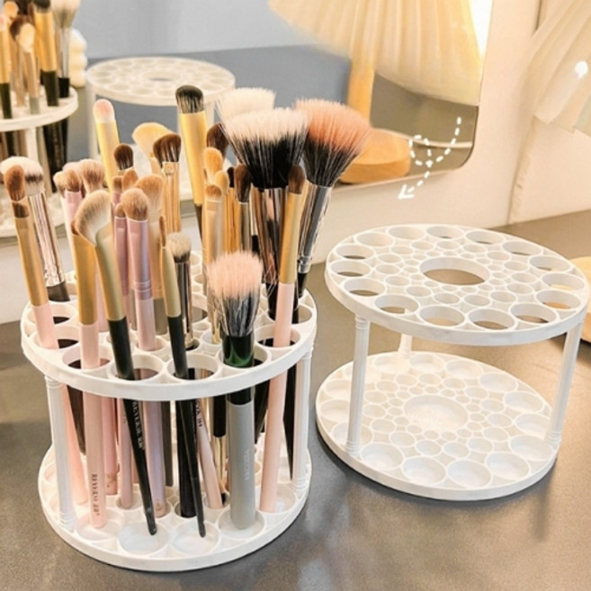 메이크업 브러쉬 꽃이 원형 정리 보관함, 화이트, 1개