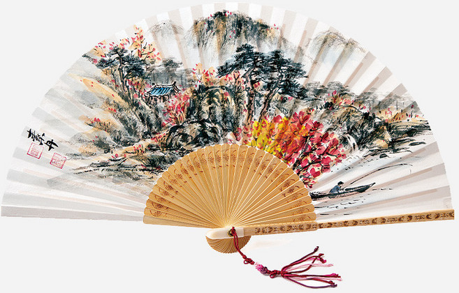 전통 합죽선 홍현희 작가 가을 그림 대나무 접부채 한지 수공예 외국인 선물, 고급포장 - 1개비용, 부채주머니 1개 비용