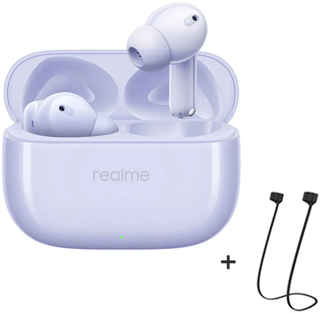 Realme Buds T310 이어버드 무선 블루투스 5.4 노이즈 캔슬링 40H 배터리 이어폰 T300 업그레이드 대, 01 Purple Add Rope