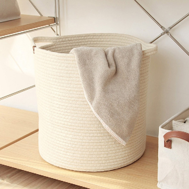 누빔바구니 라탄 왕골 패브릭 바구니 바스켓 정리함, 1개