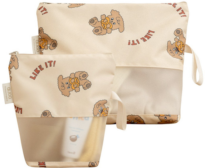 아이주 클리어파우치2종 세트 투명 방수 파우치 어린이집 파우치, 프레첼