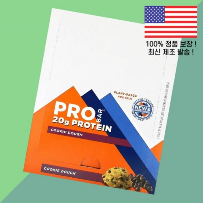 프로바 단백 프로틴 바 쿠키 도우 12바 각 2.47온스 70g ProBar Protein Bar Cookie Dough 12 Bars 2.47oz Each