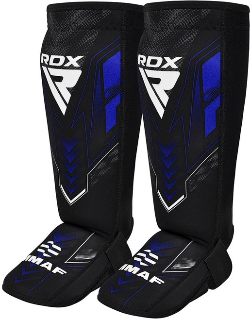 RDX IMMAF 정강이 보호대 경기용 네오프렌 패드 스파링 및 그래플링용 MMA 킥복싱 전문가용, Blue, X-Large