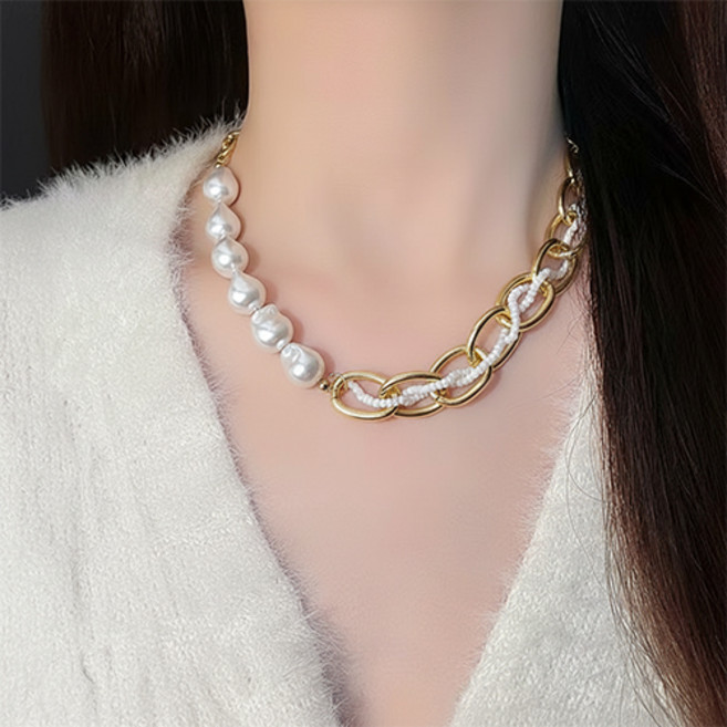 여성 파티 하객 촬영 체인 진주 초커 목걸이 A892