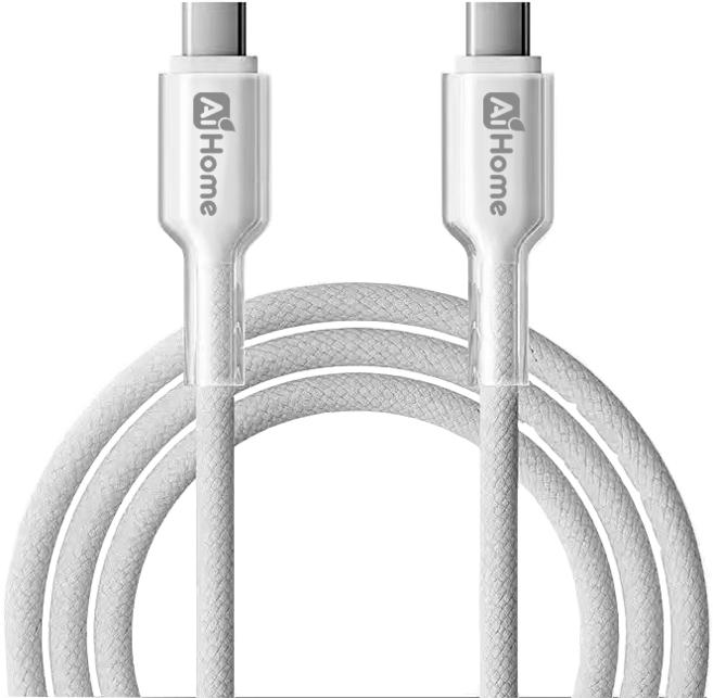 Ai Home Type-C充電線 60W晶透果凍快充 高密度編織 全系列適用, 灰白, 1個, 200cm