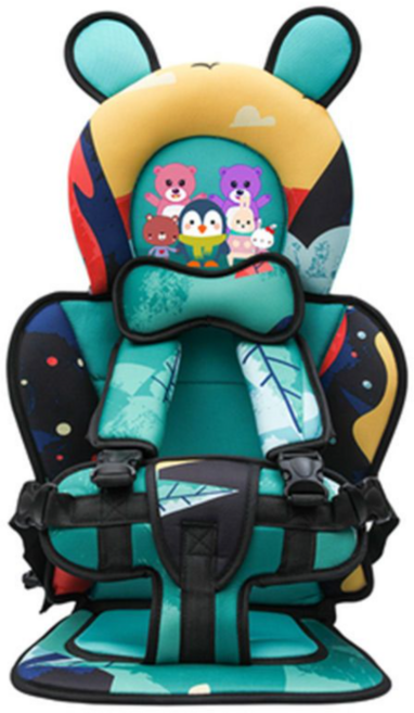 Kingfishe 휴대용 카시트 자동차 보조 카시트 간이 보조 안전벨트, 1개, 그린