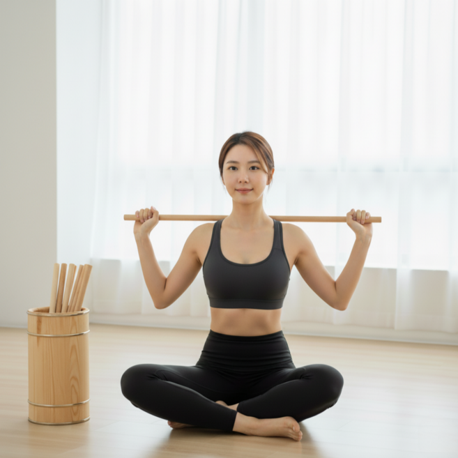 튼튼한 뱀부 테라피 대나무 마사지스틱 마사지봉, 옐로우, 1개