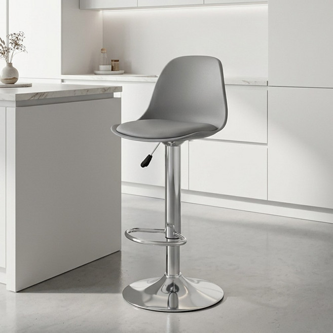 하루꿈 바의자 홈 인테리어 심플 모던 컴포트 발걸이형 홈바 체어 아일랜드 식탁의자 바텐 높은 의자, 그레이, 1개