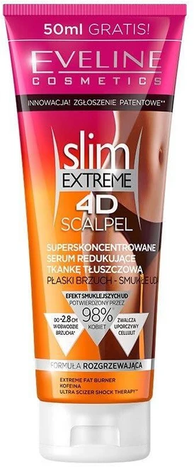 Eveline Cosmetics Slim Extreme 4D 고농축 지방 감소 세럼 스칼펠 모양 디자이너 기술, 1개, 250ml - 쿠팡