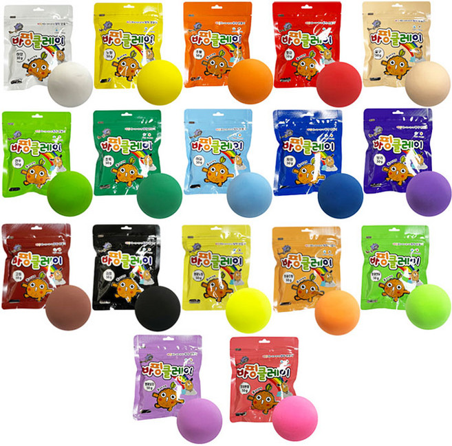 [동화오피스] 대한 바핑 클레이 50g 팩 / 칼라 점핑 클레이, 형광노랑