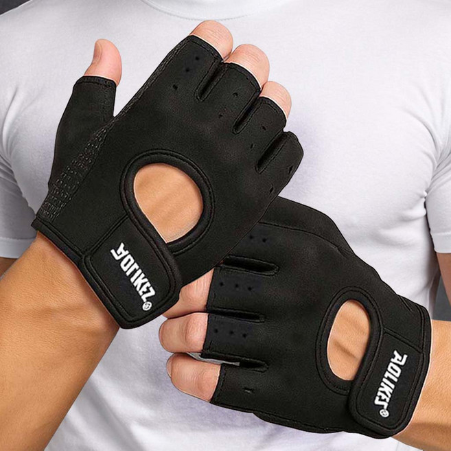 마켓제이영 미끄럼방지 그립향상 헬스장갑, 1세트, 블랙