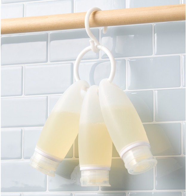 도이코 이지보틀 89ml 고리형 실리콘 여행용 공병 세트 샴푸 소분통, 3개, 화이트