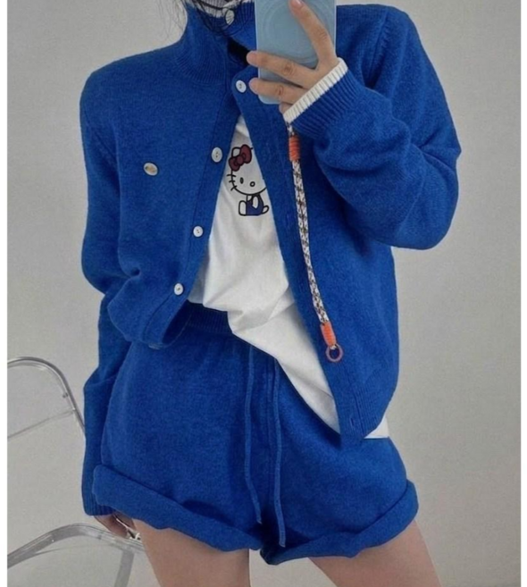 여성 가디건 반바지 투피스 버튼니트 밴딩반바지