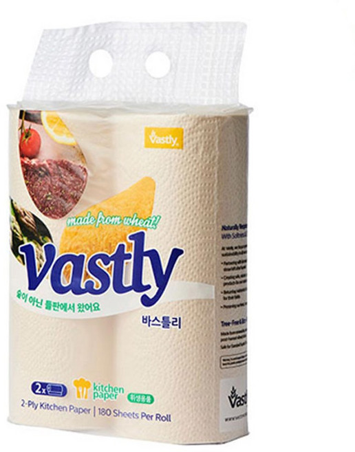 바스틀리 주방용 2겹 키친타월 일반형 21.6m, 180매, 2개
