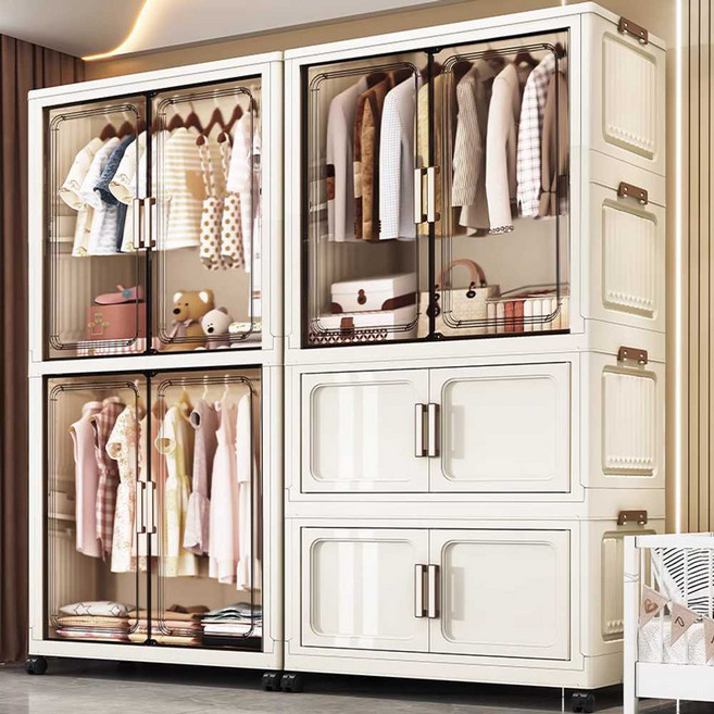 아기 옷장 어린이 접이식 다용도 이동식 수납함, 2. 폭 70 (옷장+캐비닛2)