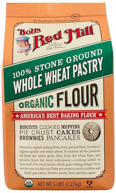 Bob's Red Mill 유기농 페이스트리 밀가루 통밀 2.3kg(5파운드)126405, 1개, 2.27kg
