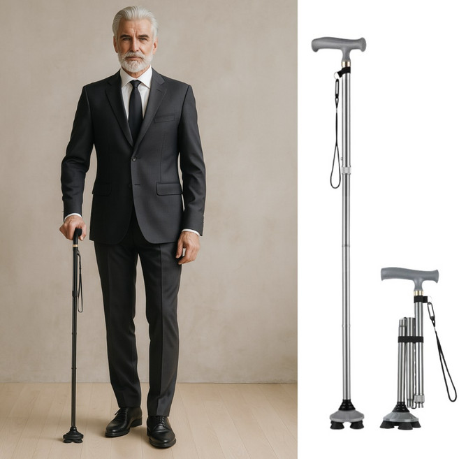 시니안 프리미엄 네발 지팡이 등산스틱 SNB-2507L, 1개, 스톤 그레이