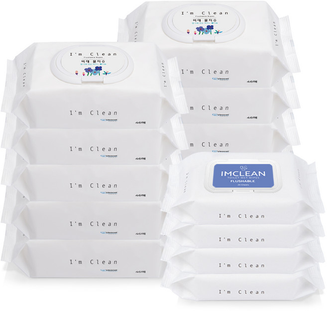 아임클린 저자극 비데 물티슈 캡형 46p x 10개 + 휴대용 캡형 20p x 4개 세트, 1세트