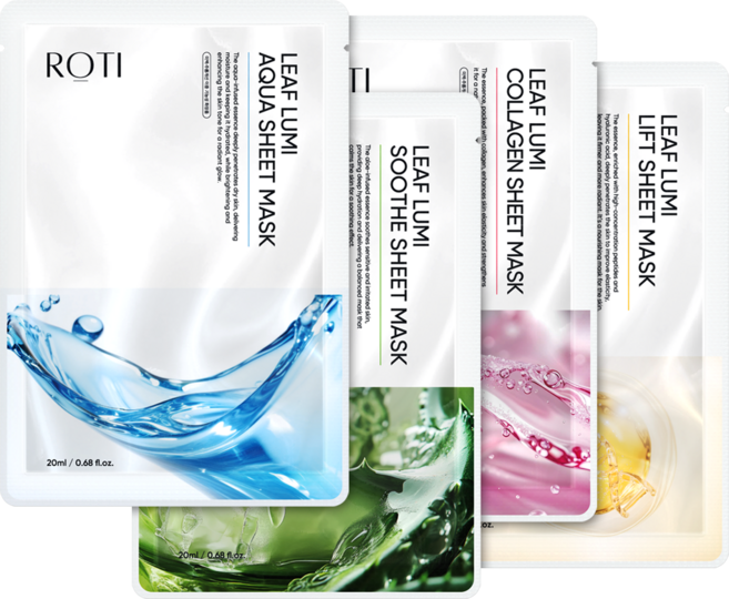 로티 리프루미 시트 마스크팩 수분 진정 탄력 콜라겐 4종 세트, 1개, 40개입