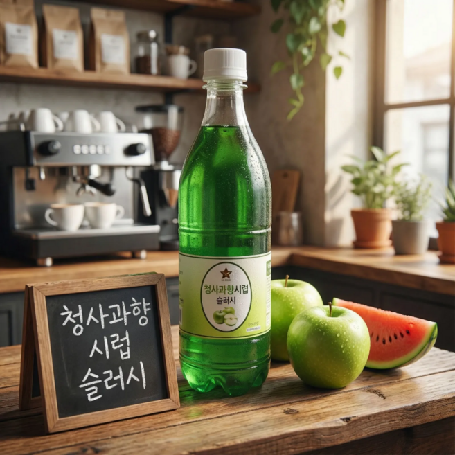 별코리아 기계 고장없는 슬러시원액 슬러시시럽 1KG, 4 청사과 시럽, 750ml
