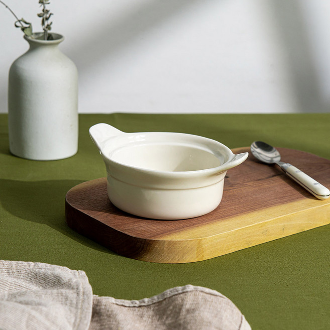 시라쿠스 뉴욕 킹스인 홈파티 원형 그라탕 오븐그릇 양손스프볼, 1개, 화이트(백지)