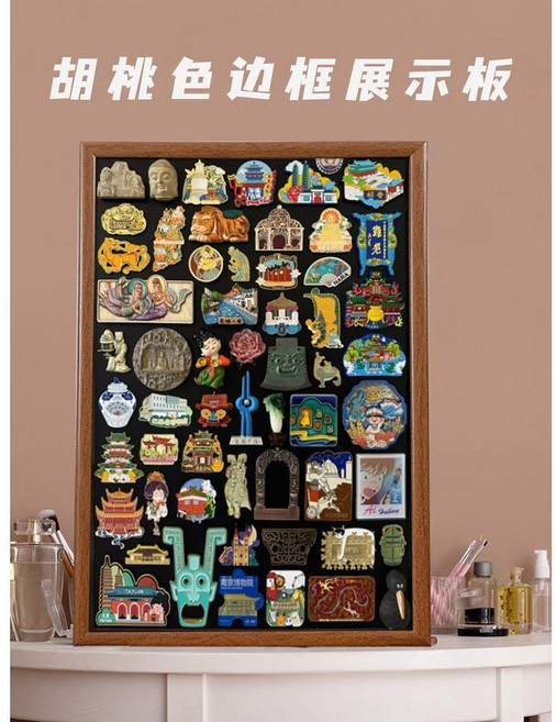 立式木質手寫小黑板 磁吸展示板, 胡桃色磁吸板 不含冰箱貼 +支架,50x60cm, 1個