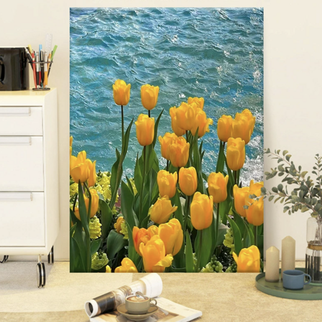 데일리베러 스트레스OUT 유화 명화그리기 DIY 세트, 1개, 노란튤립