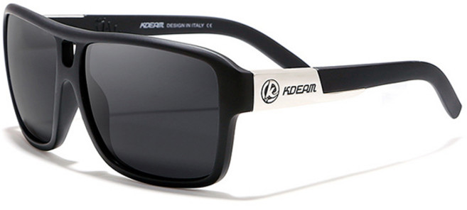 케이딤 사각 오버사이즈 스포츠고글 미러 편광 선글라스, 무광블랙 + 블랙