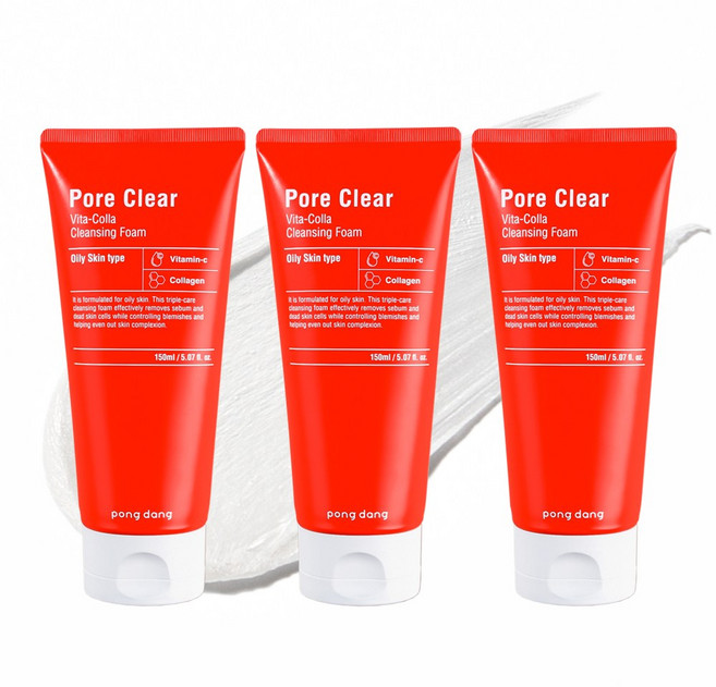 퐁당 포어 클리어 비타-콜라 클렌징 폼, 3개, 150ml