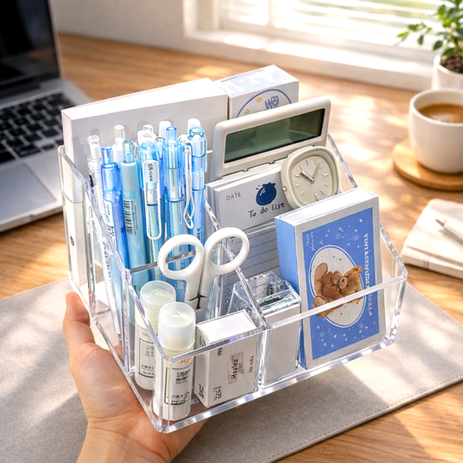 지니바잉 한눈정리 데스크 오거나이저, 1개, 투명