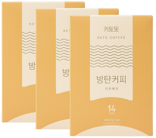 키토핏 방탄커피 디카페인 유기농 공정무역 원두 버터커피, 15g, 14개입, 3개