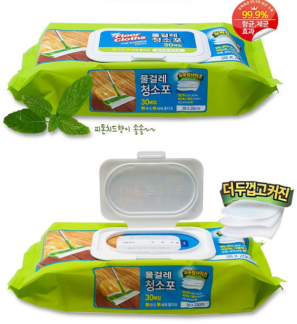 홈인더스트리 물걸레청소포 실속형 대형 30매, 10개