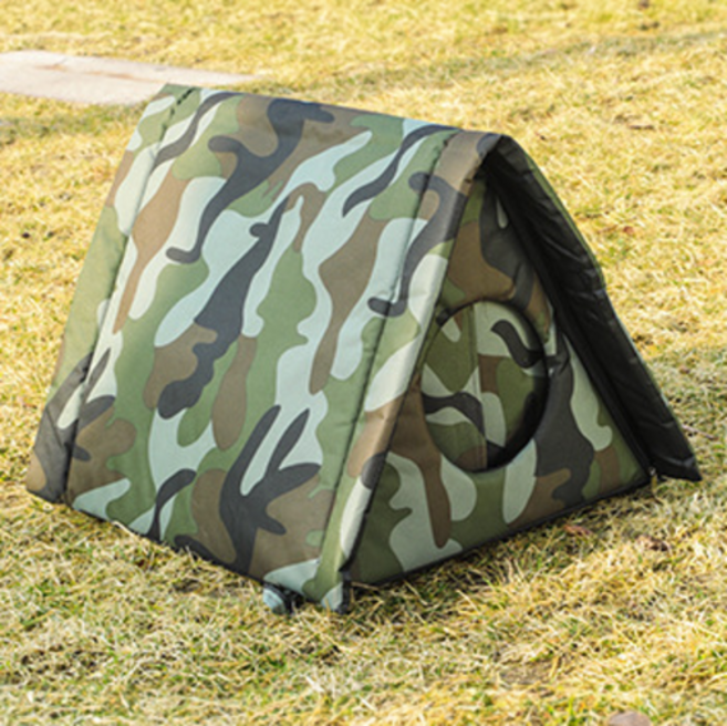 야외 실외 길고양이집 길 고양이 겨울 여름 비 집 방수 보온 보호 텐트 급식소 보호색 카고, 갈색환경(가을겨울)용, 갈색환경