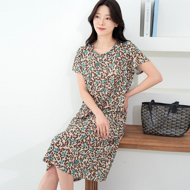 물론 여성 자카드인견 반팔원피스