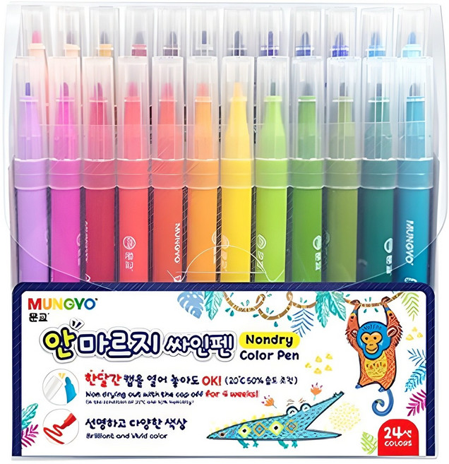 문교 안마르지 싸인펜 24색 MNDP-24A, 혼합색상, 1개