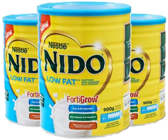 네슬레 니도 인스턴트 저지방 밀크 파우더, 3개, 900g