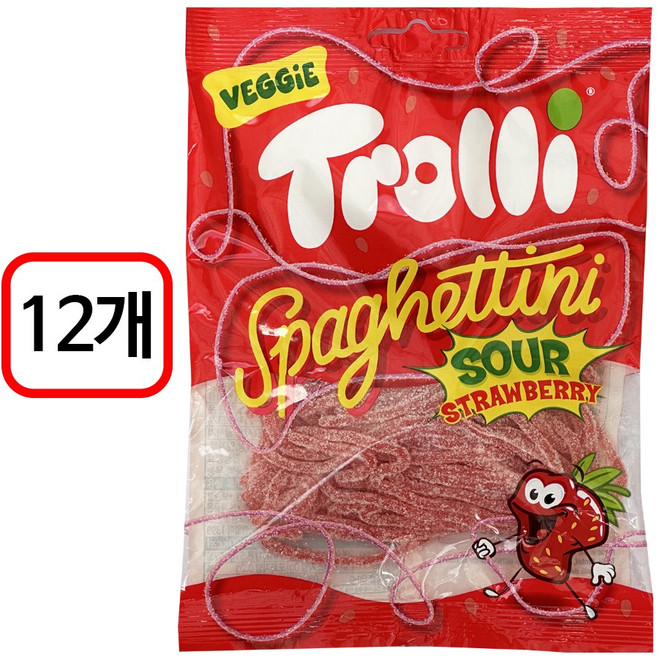 트롤리 스파게티니 사우어 딸기맛, 100g, 12개