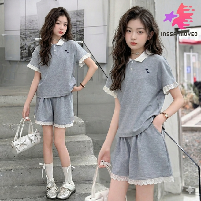 인싸모여 여자아이 옷 러블리 여름 반팔 반바지 세트