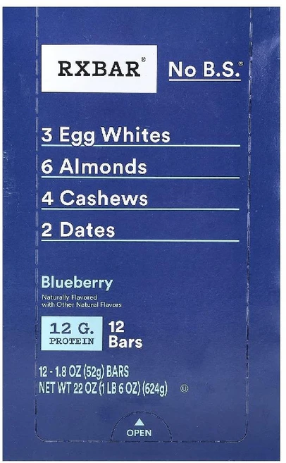 알엑스바 RXBAR 프로틴바 비타민D 블루베리 바 12개 각 52g 1개, 624g - 쿠팡